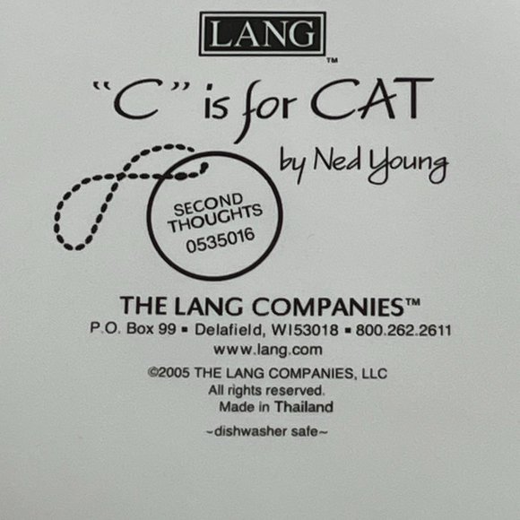 Lang "C is for Cat" Second Thoughts Cat Food Bowl 2005 Unused Ceramic Humor - Picture 10 of 14